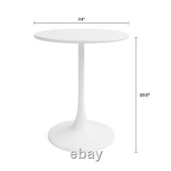 Table de café Jamesdar 30 x 31 moderne sièges 2 cadre en métal forme ronde blanc