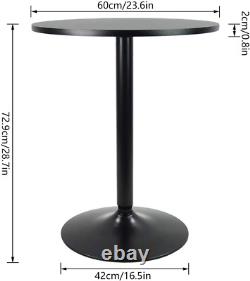 Table haute ronde de bar de 23,6 pouces pour bar à cocktails pub bistro (28,7H, noir)