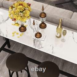 Traduisez ce titre en français: Ensemble de table de bar Lamerge 47.2, plateau en faux marbre, tabourets en cuir PU, 3 Pi.